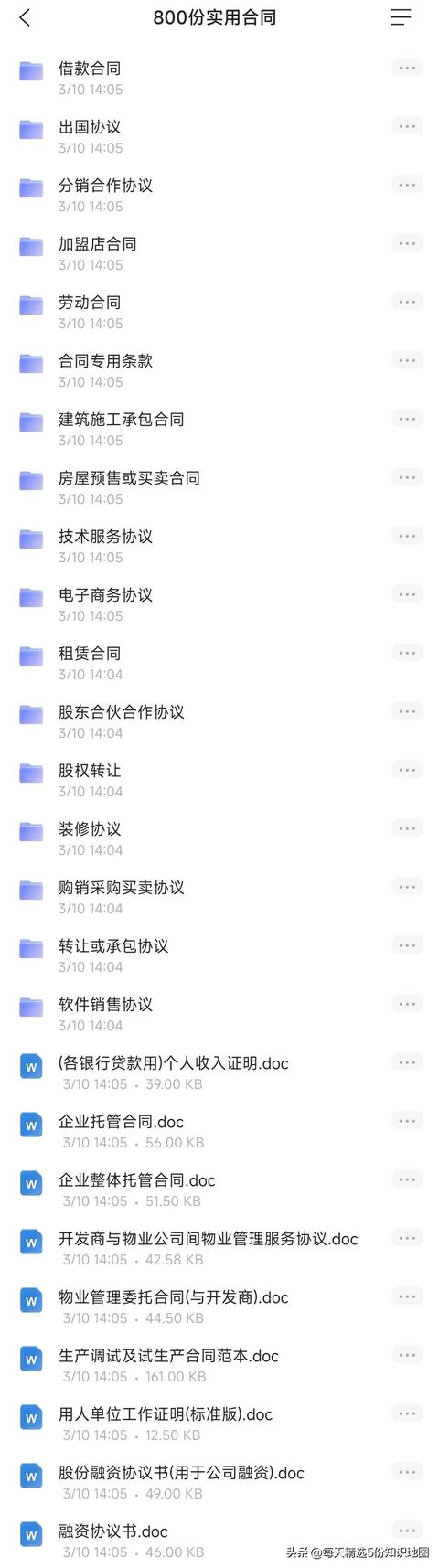 个人花了5天时间整理出这「商业合作常用的800份合同模板」"